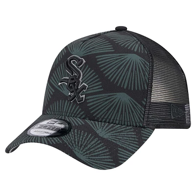 Men's New Era Black Chicago White Sox 9FORTY A-Frame Trucker Adjustable Hat