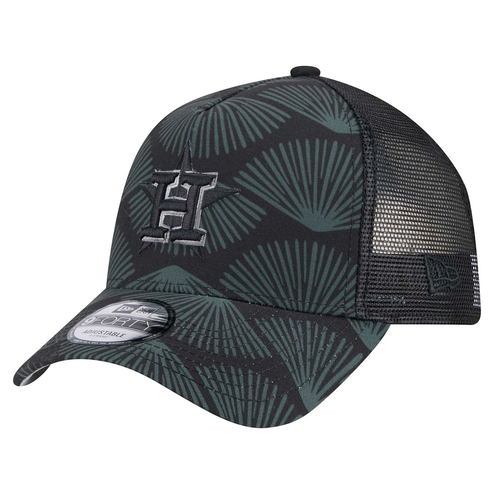 Men's New Era Black Houston Astros 9FORTY A-Frame Trucker Adjustable Hat