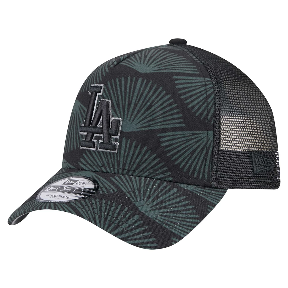 Men's New Era Black Los Angeles Dodgers 9FORTY A-Frame Trucker Adjustable Hat
