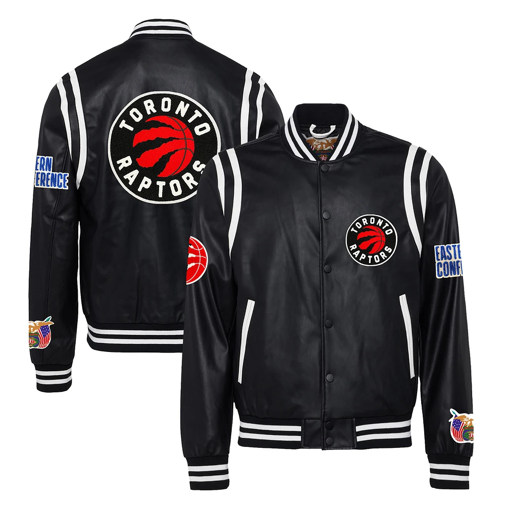 Men's Jeff Hamilton Black Toronto Raptors Vegan Leather Full-Snap Jacket