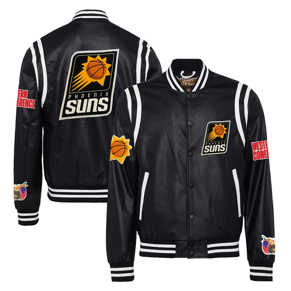 Men's Jeff Hamilton Black Phoenix Suns Vegan Leather Full-Snap Jacket