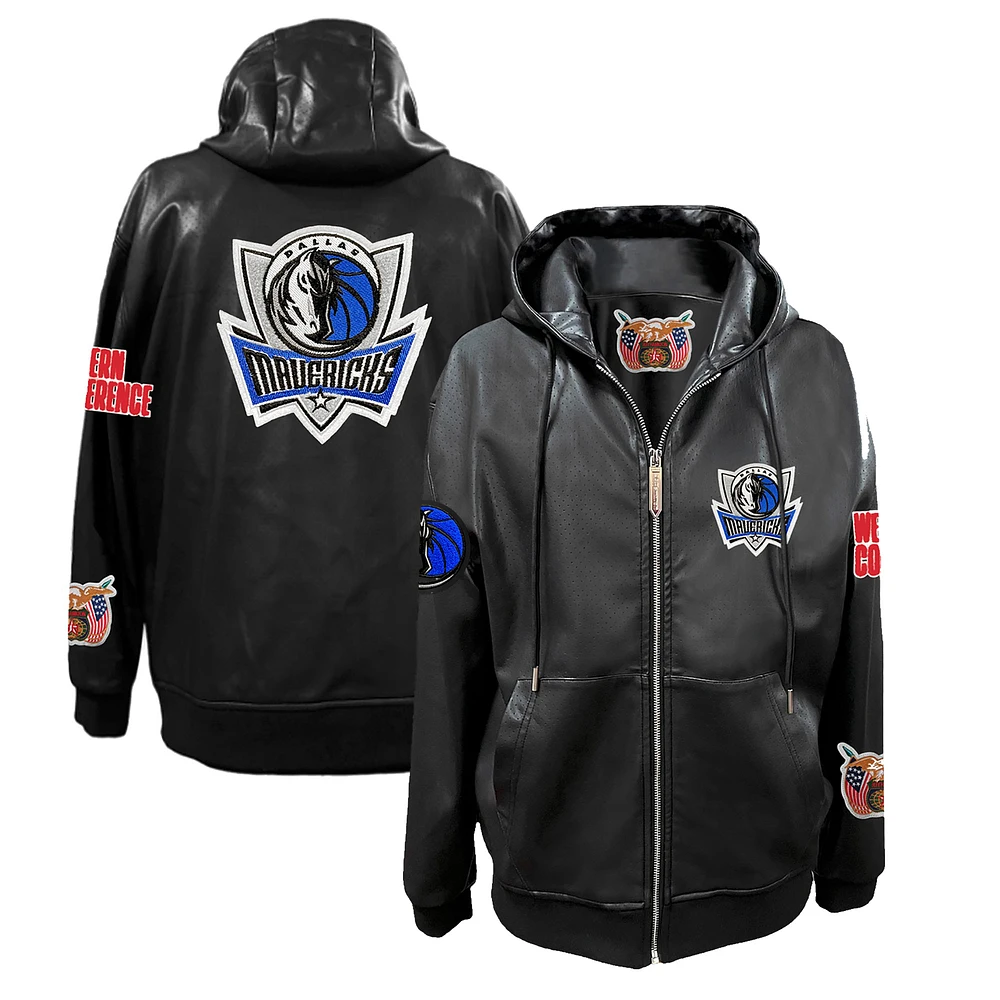 Men's Jeff Hamilton Dallas Mavericks Vegan Leather Full-Zip Hoodie