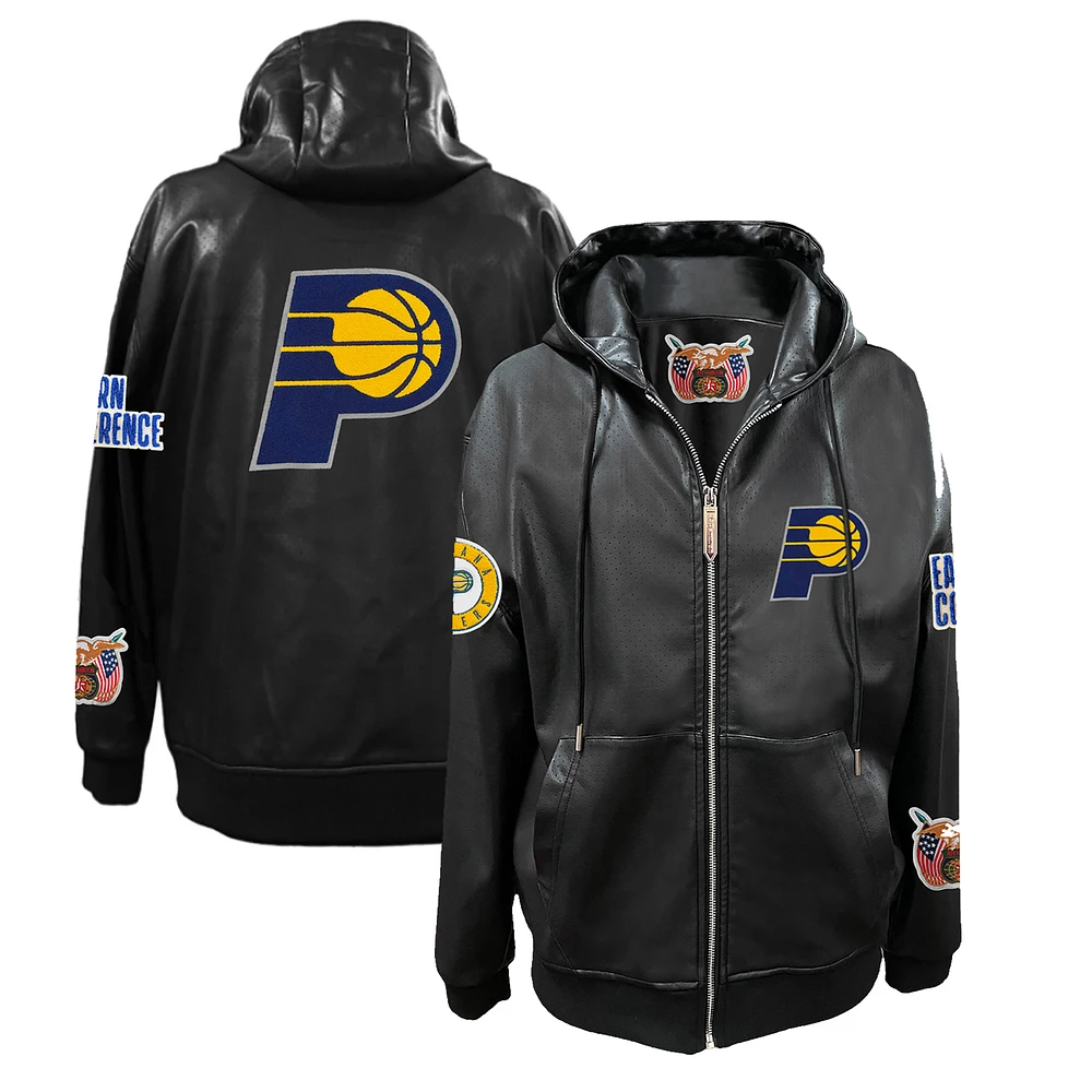 Men's Jeff Hamilton Indiana Pacers Vegan Leather Full-Zip Hoodie