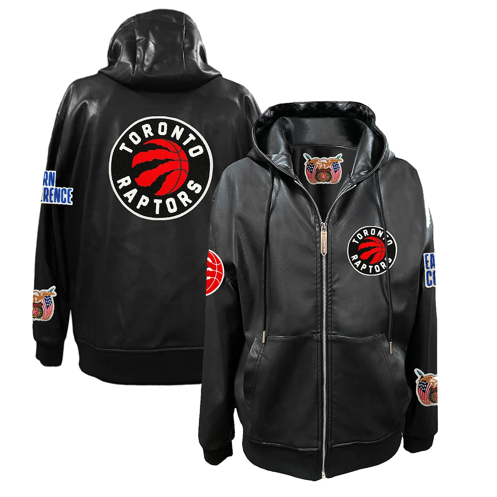 Men's Jeff Hamilton Toronto Raptors Vegan Leather Full-Zip Hoodie