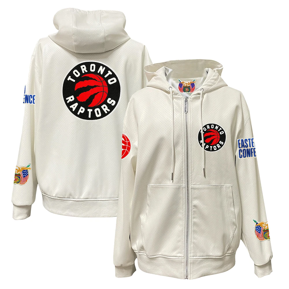Men's Jeff Hamilton White Toronto Raptors Vegan Leather Full-Zip Hoodie