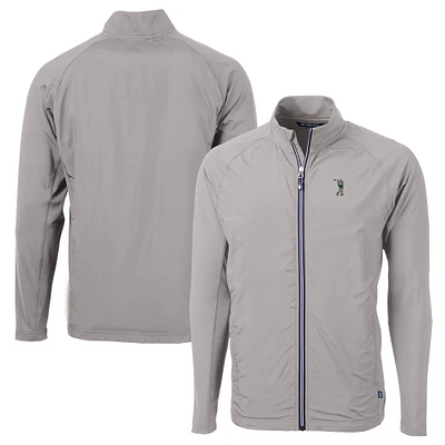 Men's Cutter & Buck Gray South Florida Bulls Adapt Eco Knit Hybrid Recycled Full-Zip Jacket