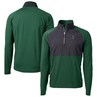 Men's Cutter & Buck Hunter Green South Florida Bulls Adapt Eco Knit Hybrid Recycled Raglan DryTec Quarter-Zip Top