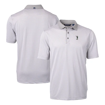 Men's Cutter & Buck Gray South Florida Bulls DryTec Tri-Blend Virtue Eco Pique Micro Stripe Recycled Polo