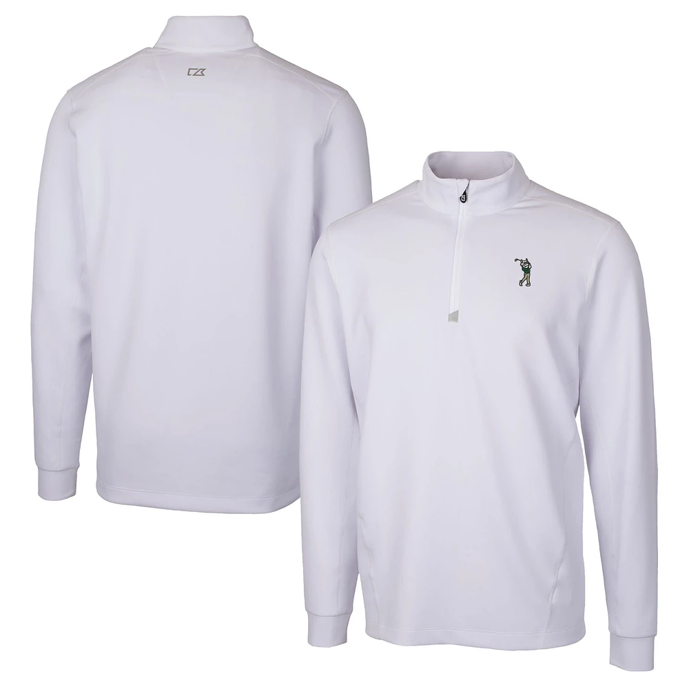 Men's Cutter & Buck White South Florida Bulls Traverse Stretch Quarter-Zip DryTec Top