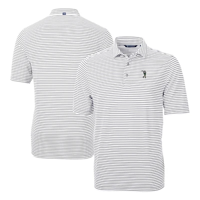 Men's Cutter & Buck Gray South Florida Bulls DryTec Virtue Eco Pique Stripe Recycled Polo