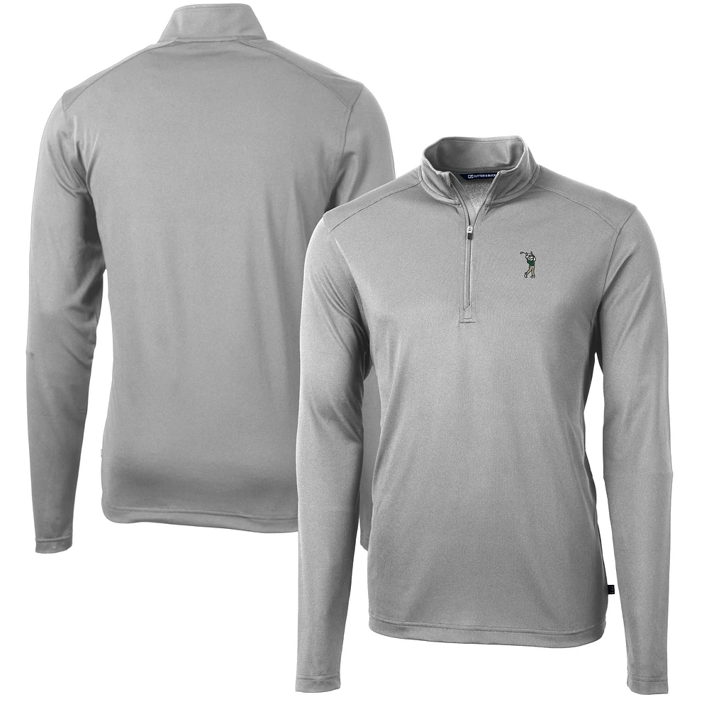 Men's Cutter & Buck Gray South Florida Bulls Virtue Eco Pique Recycled Quarter-Zip Pullover Top