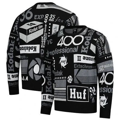 Men's Huf Worldwide Black Kodak Dark Room Jacquard Knit Pullover Sweater