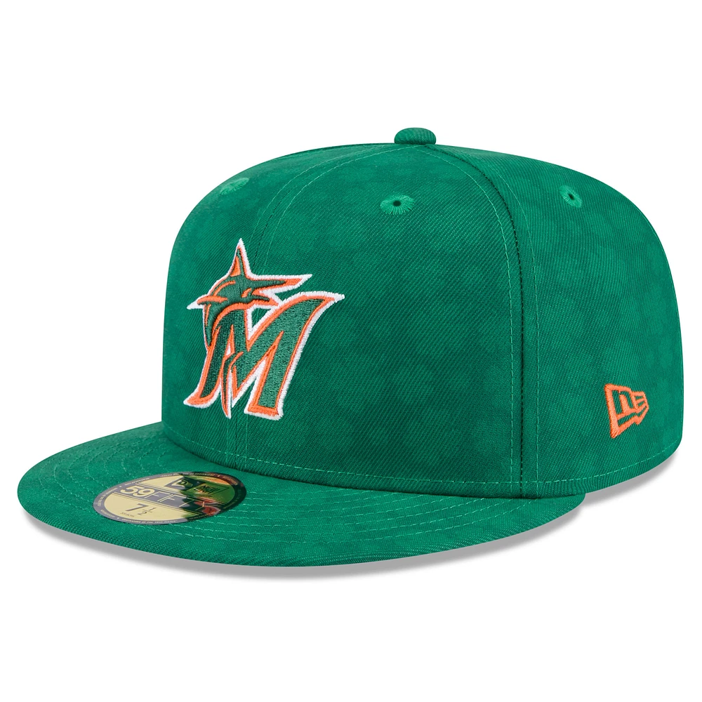 Men's New Era Kelly Green Miami Marlins St. Patrick's Day 59FIFTY Fitted Hat