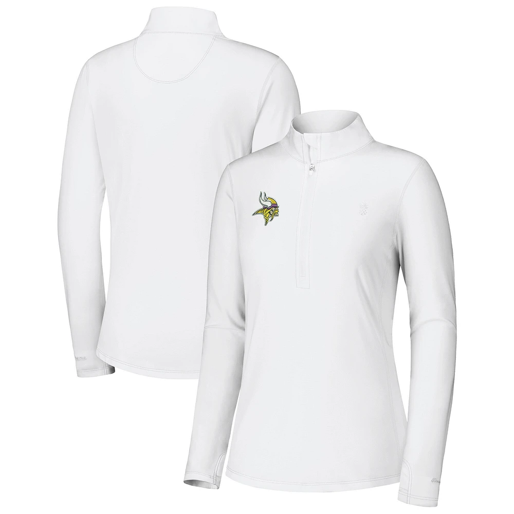 Women's Tommy Bahama White Minnesota Vikings Sport Playa Vista IslandZone Quarter-Zip Jacket