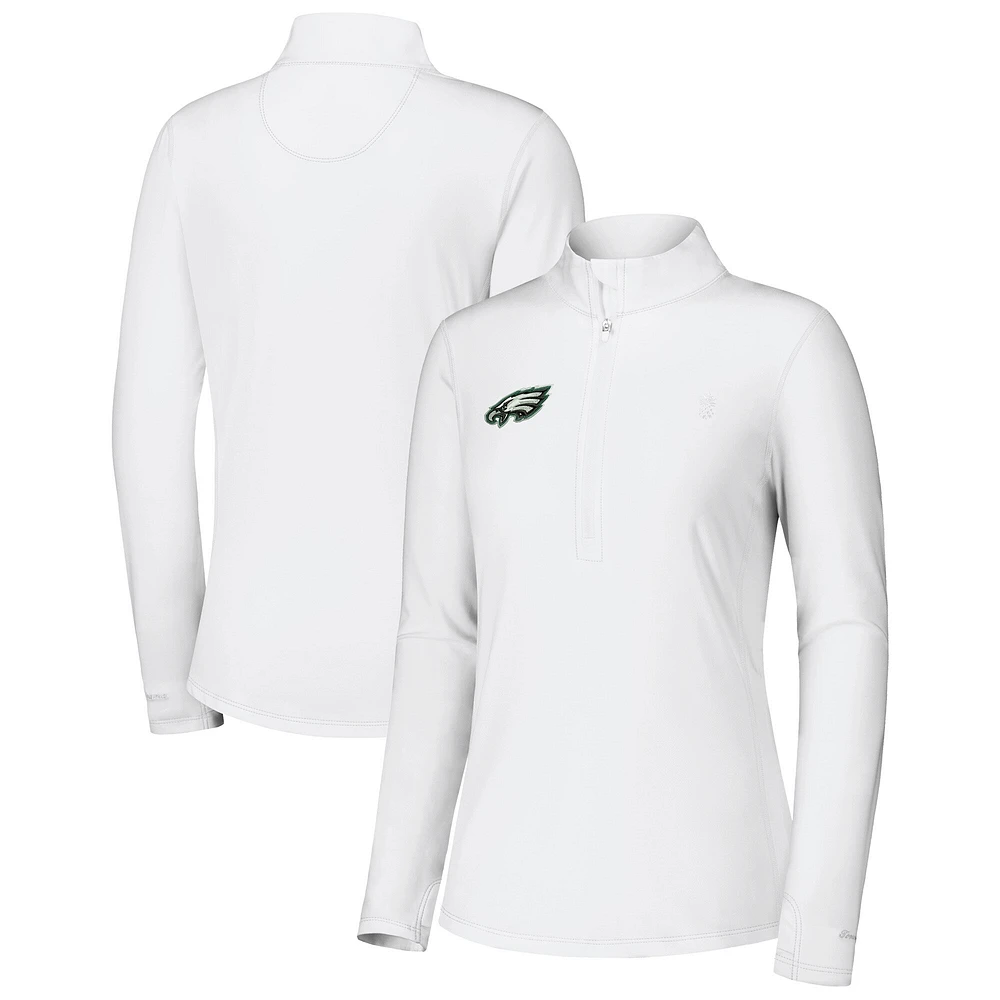 Women's Tommy Bahama White Philadelphia Eagles Sport Playa Vista IslandZone Quarter-Zip Jacket