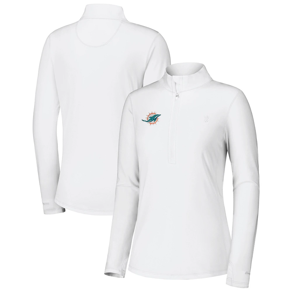 Women's Tommy Bahama White Miami Dolphins Sport Playa Vista Quarter-Zip Jacket