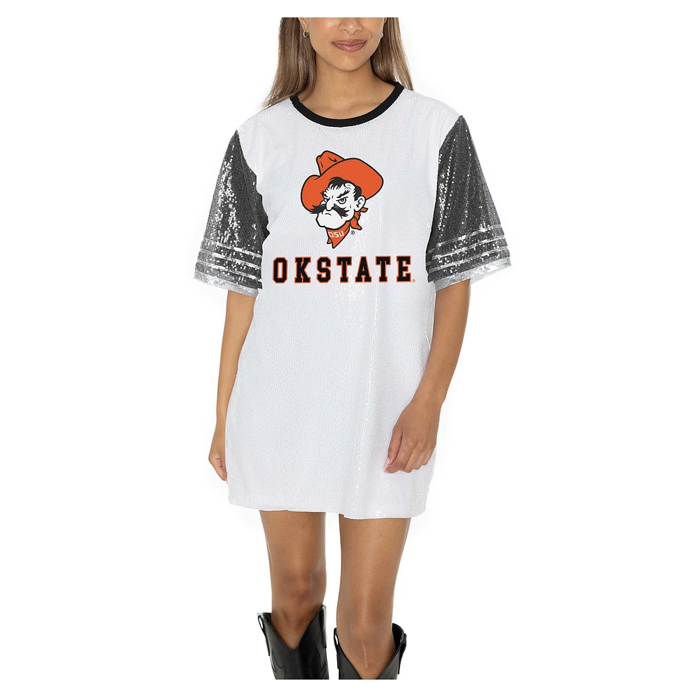 Women's Gameday Couture White Oklahoma State Cowboys Full Sequin Jersey Dress