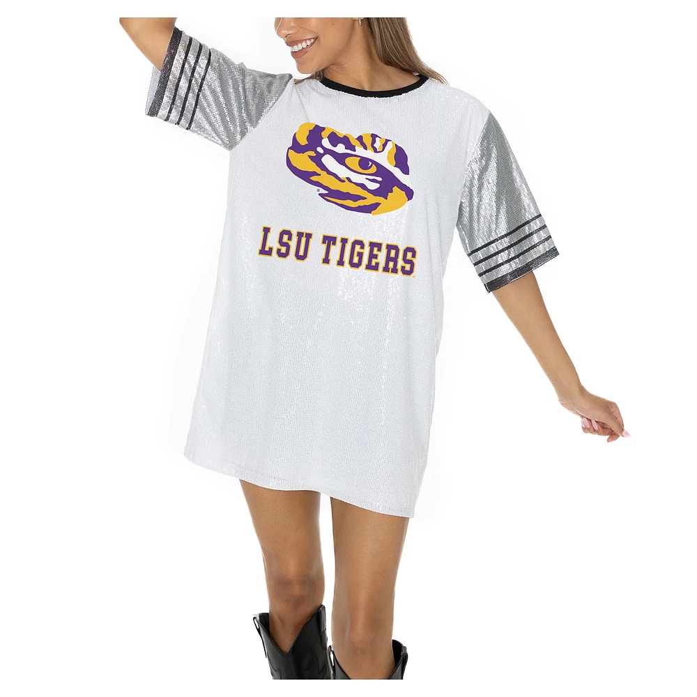 Women's Gameday Couture White LSU Tigers Full Sequin Jersey Dress