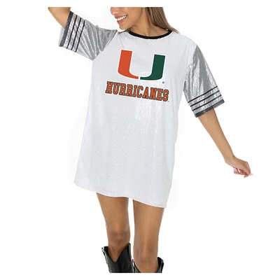 Women's Gameday Couture White Miami Hurricanes Full Sequin Jersey Dress