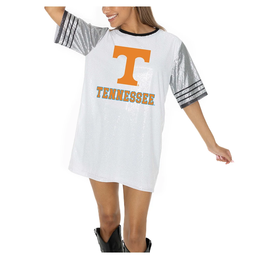 Women's Gameday Couture White Tennessee Volunteers Full Sequin Jersey Dress