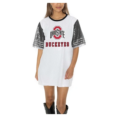 Women's Gameday Couture White Ohio State Buckeyes Full Sequin Jersey Dress