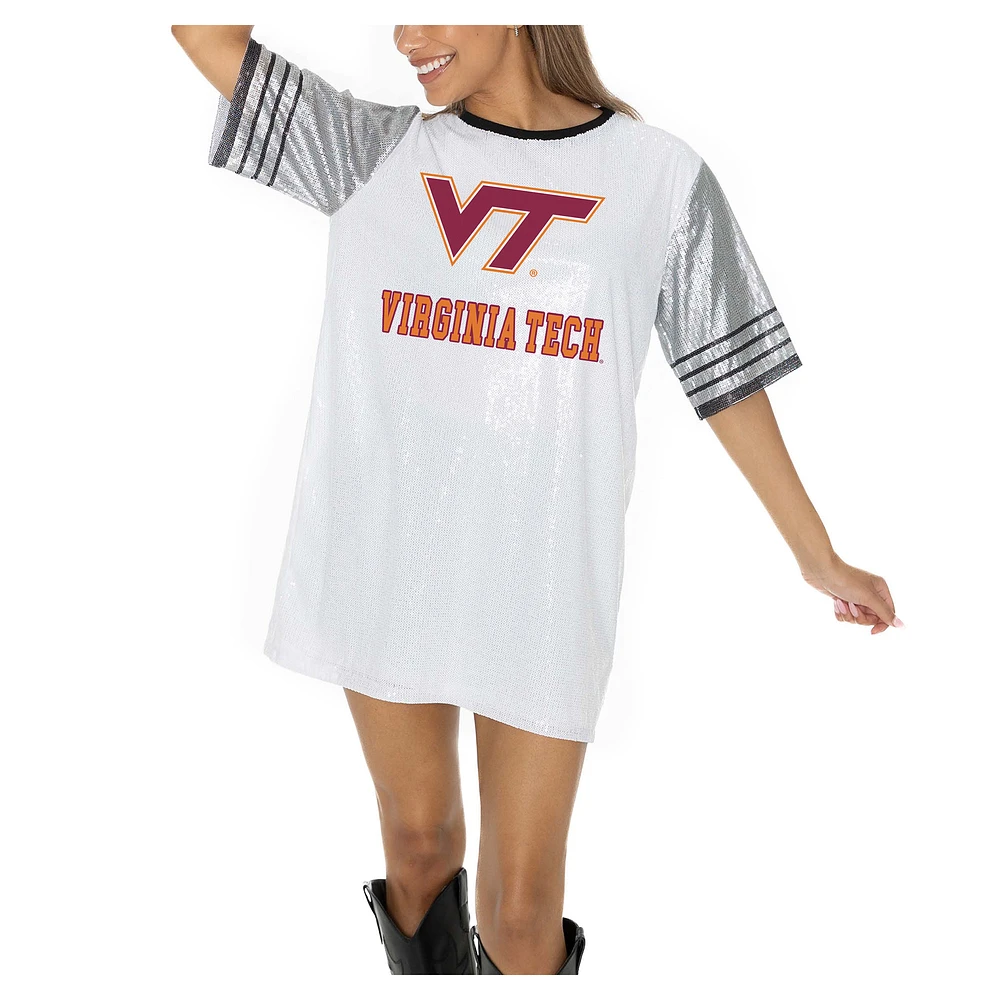 Women's Gameday Couture White Virginia Tech Hokies Full Sequin Jersey Dress