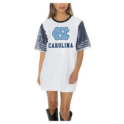 Women's Gameday Couture White North Carolina Tar Heels Full Sequin Jersey Dress
