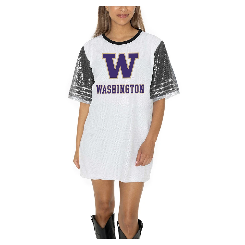 Women's Gameday Couture White Washington Huskies Full Sequin Jersey Dress