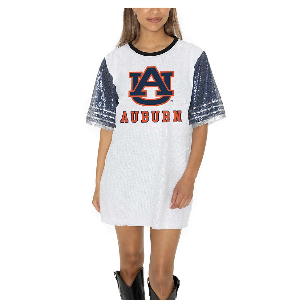 Women's Gameday Couture White Auburn Tigers Full Sequin Jersey Dress