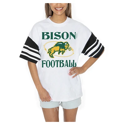 Women's Gameday Couture White NDSU Bison Starting Lineup Contrast Sporty Heritage Oversized T-Shirt