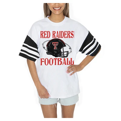 Women's Gameday Couture White Texas Tech Red Raiders Starting Lineup Contrast Sporty Heritage Oversized T-Shirt
