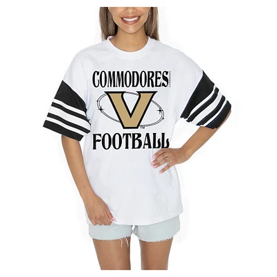 Women's Gameday Couture White Vanderbilt Commodores Starting Lineup Contrast Sporty Heritage Oversized T-Shirt
