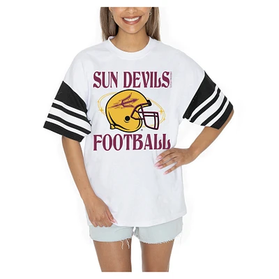 Women's Gameday Couture White Arizona State Sun Devils Starting Lineup Contrast Sporty Heritage Oversized T-Shirt