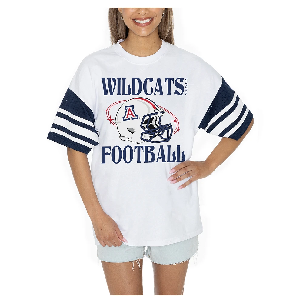 Women's Gameday Couture White Arizona Wildcats Starting Lineup Contrast Sporty Heritage Oversized T-Shirt
