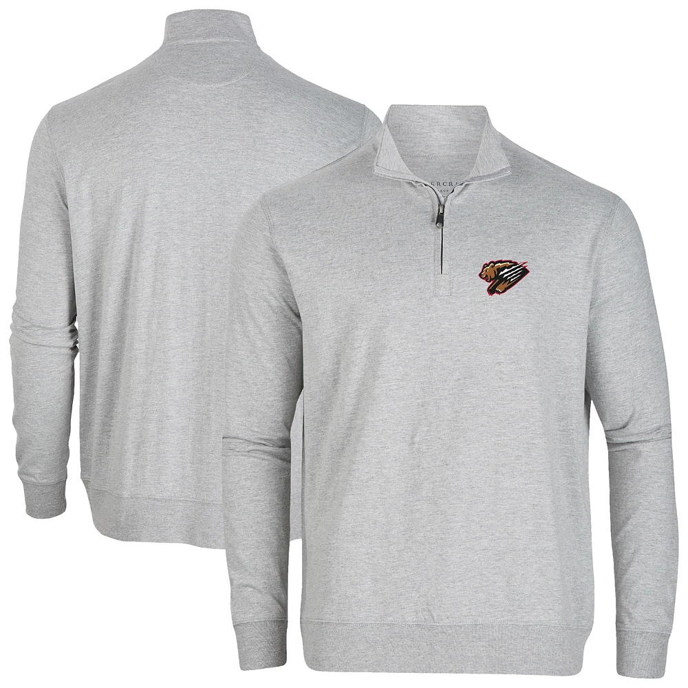 Men's Heather Gray Fresno Grizzlies Alumni Quarter-Zip Pullover Top