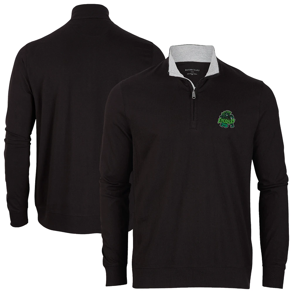 Men's Black Eugene Emeralds Alumni Quarter-Zip Pullover Top