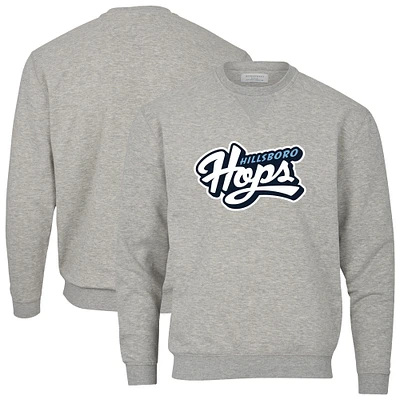 Men's Heather Gray Hillsboro Hops Essential Fleece Crewneck Pullover Sweatshirt