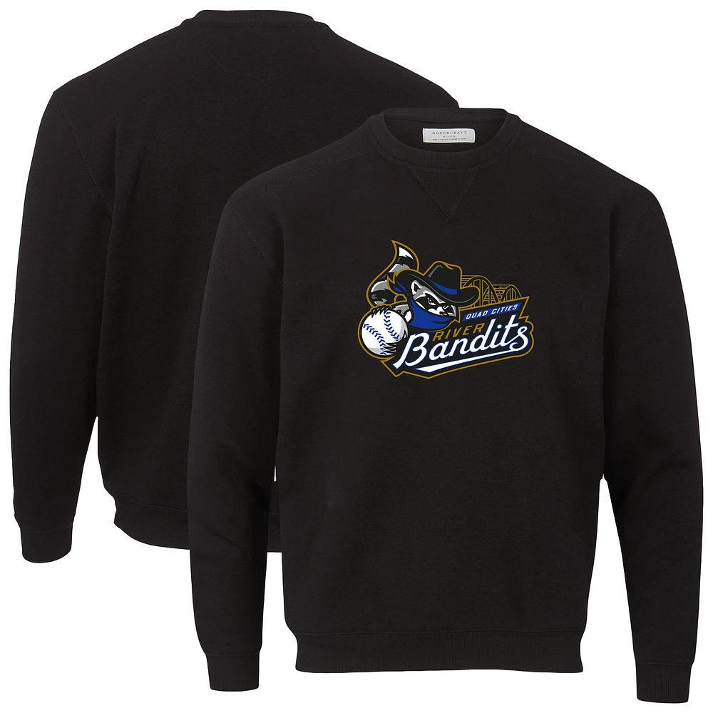 Men's Black Quad Cities River Bandits Essential Fleece Crewneck Pullover Sweatshirt