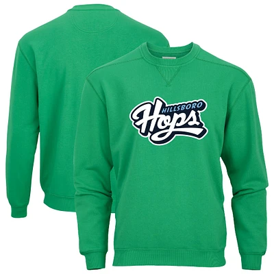 Men's Green Hillsboro Hops Essential Fleece Crewneck Pullover Sweatshirt