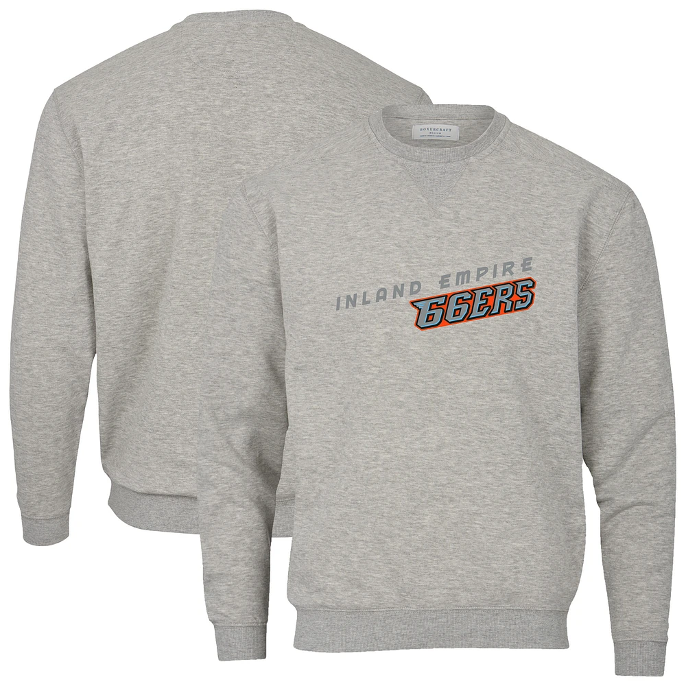 Men's Heather Gray Inland Empire 66ers Essential Fleece Crewneck Pullover Sweatshirt