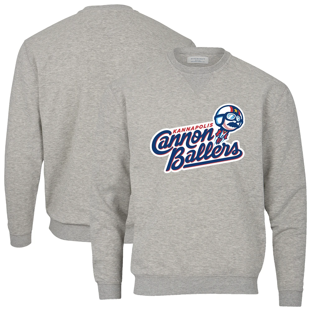 Men's Heather Gray Kannapolis Cannon Ballers Essential Fleece Crewneck Pullover Sweatshirt