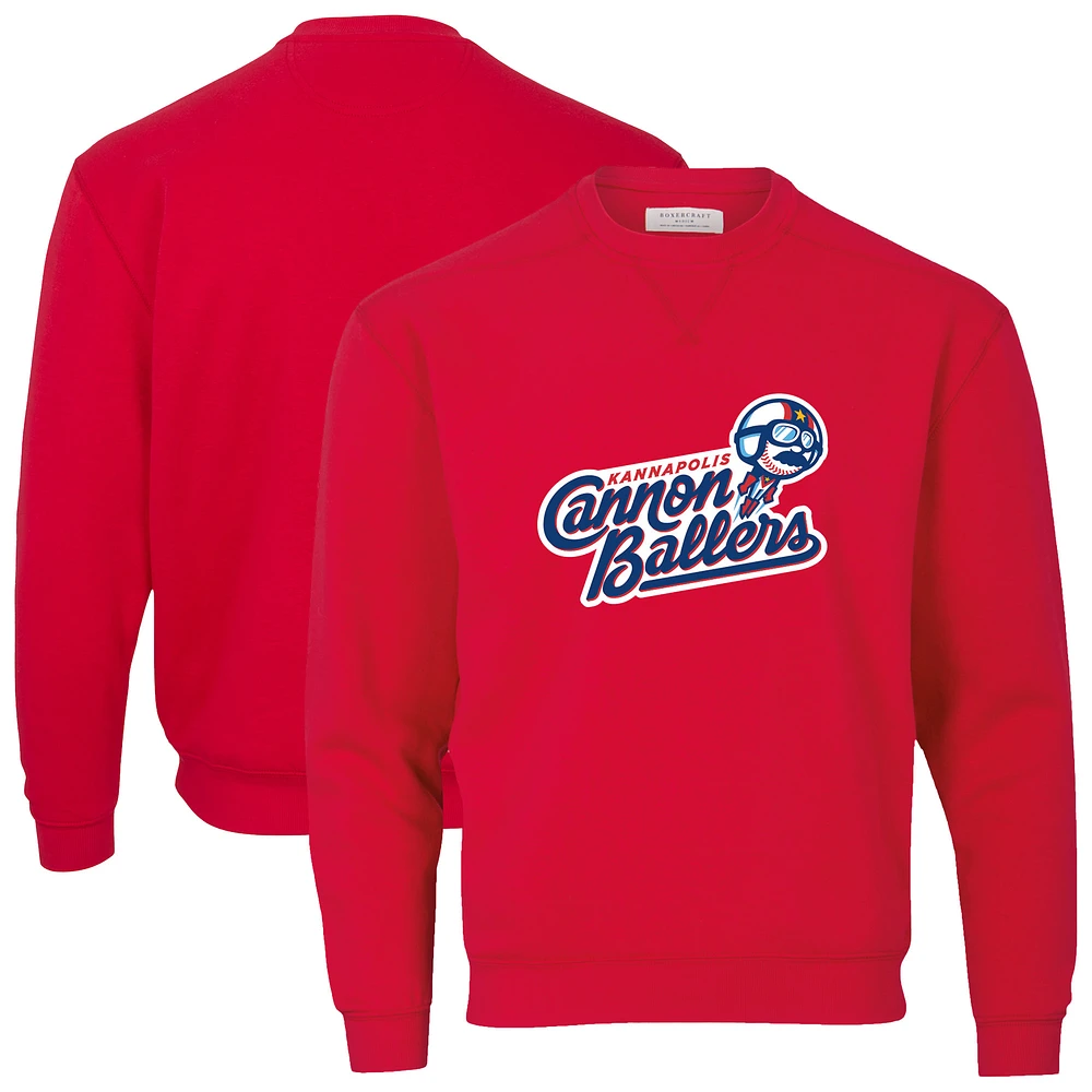 Men's Red Kannapolis Cannon Ballers Essential Fleece Crewneck Pullover Sweatshirt