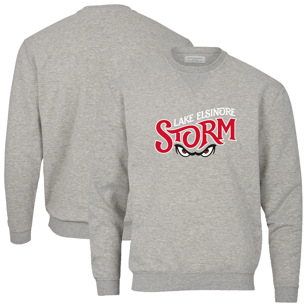 Men's Heather Gray Lake Elsinore Storm Essential Fleece Crewneck Pullover Sweatshirt
