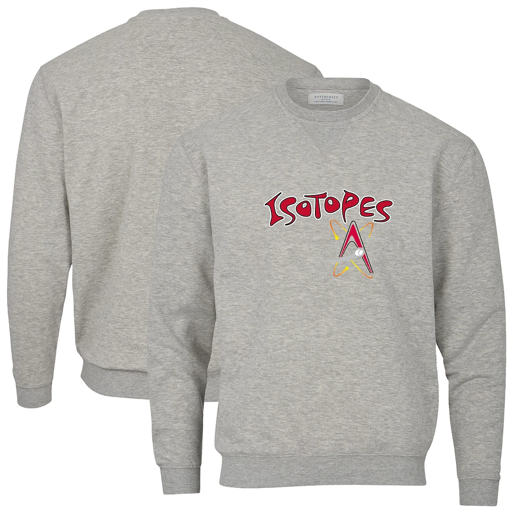 Men's Heather Gray Albuquerque Isotopes Essential Fleece Crewneck Pullover Sweatshirt
