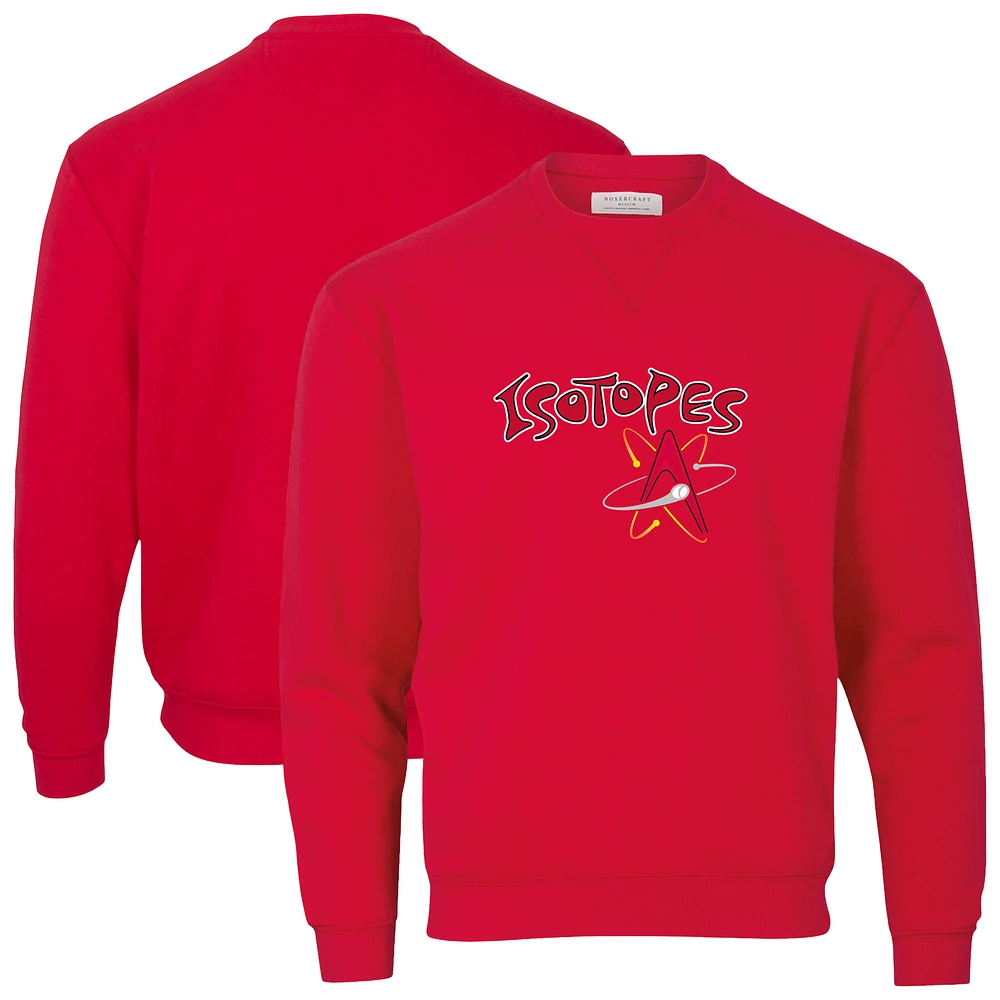 Men's Red Albuquerque Isotopes Essential Fleece Crewneck Pullover Sweatshirt
