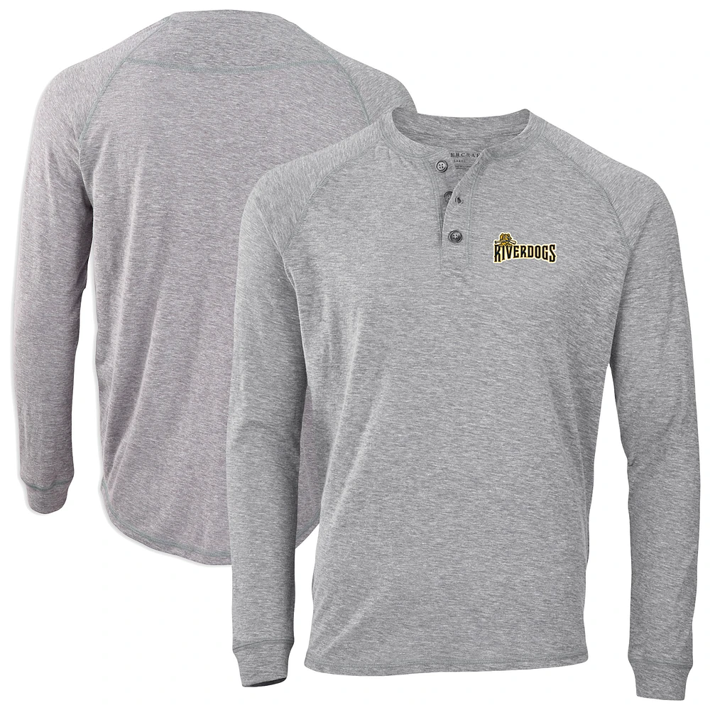 Men's Heather Gray Charleston RiverDogs Henley Long Sleeve T-Shirt