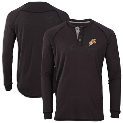 Men's Black Durham Bulls Henley Long Sleeve T-Shirt