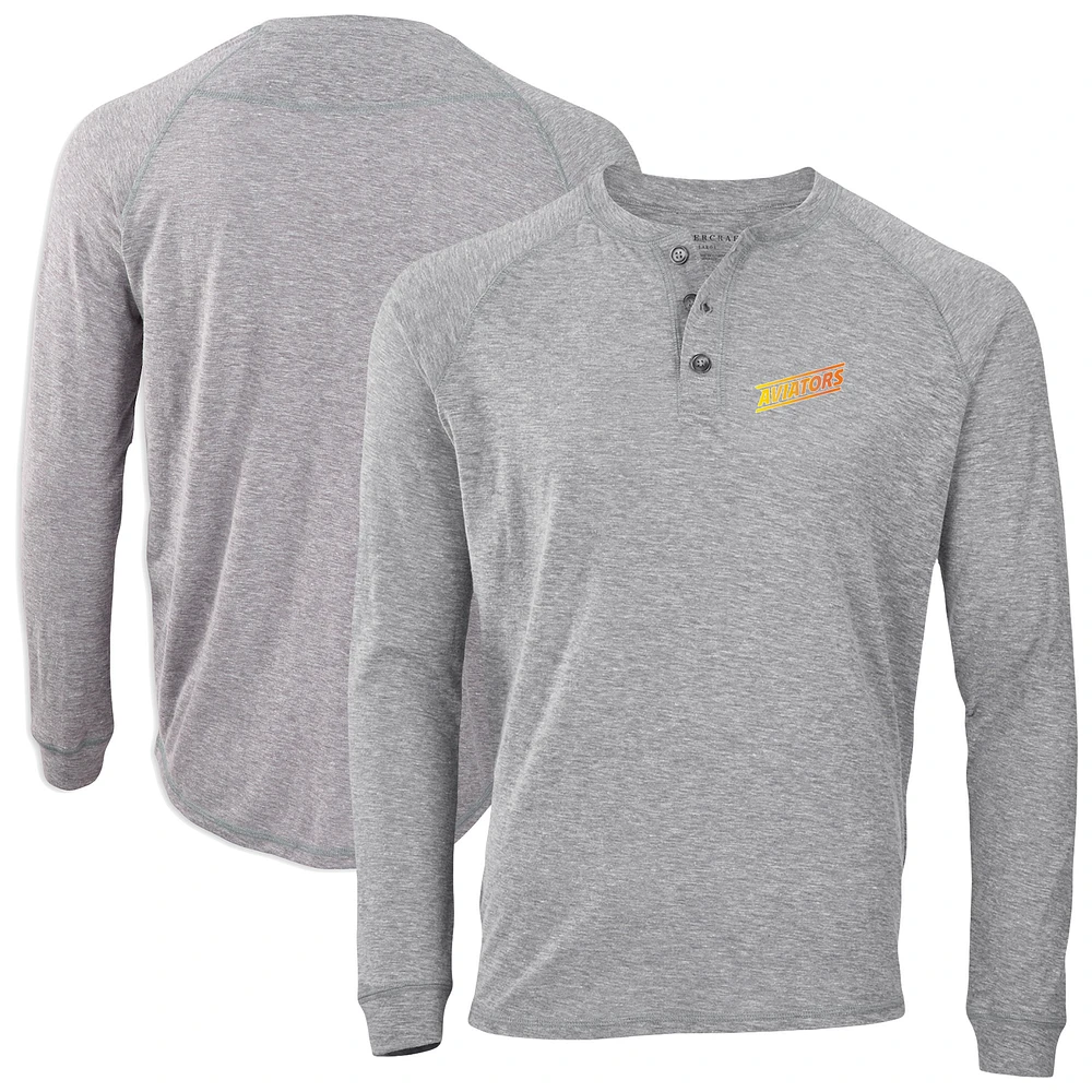 Men's Heather Gray Las Vegas Aviators Henley Long Sleeve T-Shirt
