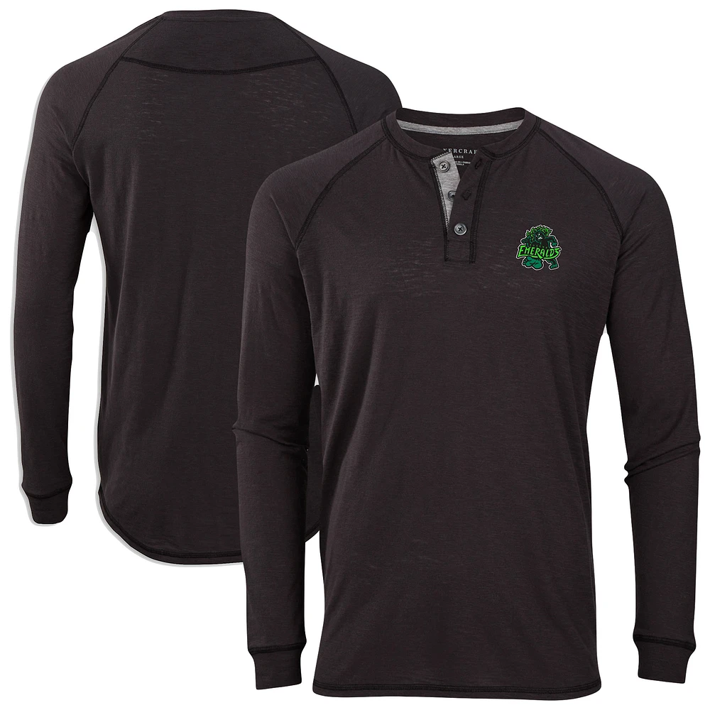 Men's Black Eugene Emeralds Henley Long Sleeve T-Shirt