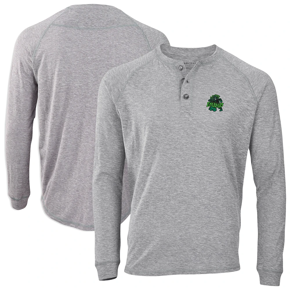 Men's Heather Gray Eugene Emeralds Henley Long Sleeve T-Shirt